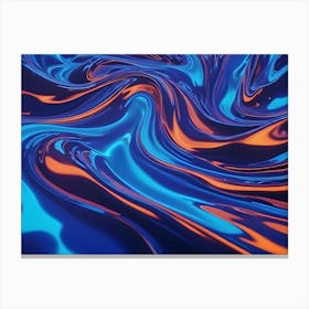 Abstract 3d Render Of Swirling Liquid Blue And Orange Colors Creating A Dynamic And Iridescent Pattern Resembling A Liquid Galaxy Canvas Print