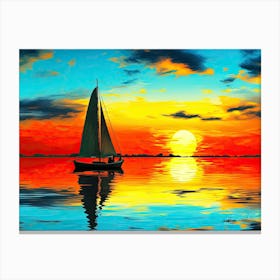 Sunset Colours - Sunset Sailboat Canvas Print
