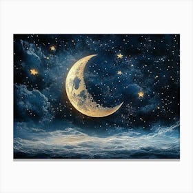 Moon And Stars 3 Canvas Print