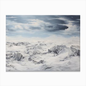 Snowy Winter Tundra Painting Canvas Print