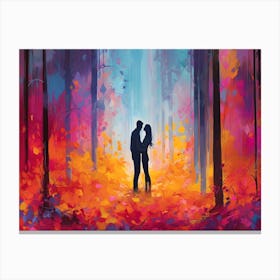 Enchanted Forest - Couple Embracing In The Forest Canvas Print