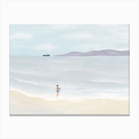 Surf Lady On The Beach Canvas Print