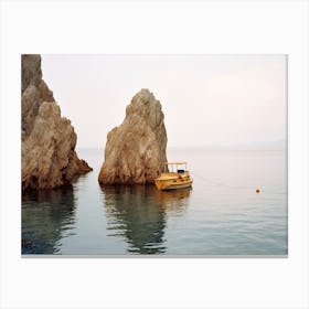 Boat In The Mediterranean Sea, Summer Vintage Photography Canvas Print