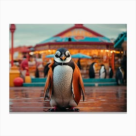 Penguin At The Carnival Canvas Print