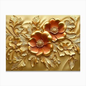 3d Gold Relief Floral Art 1 Canvas Print