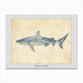 Mako Shark Grey Silhouette 6 Poster Canvas Print