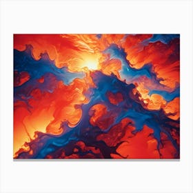 Abstract Image With Swirling And Vibrant Orange And Blue Textures, Creating A Dynamic And Chaotic Energy Canvas Print