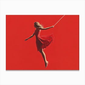 The Blonde Beauty in Red Canvas Print