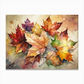 Watercolor Autumn Leaves Canvas Print