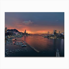 Sunset, Victoria Harbour, Hong Kong Canvas Print