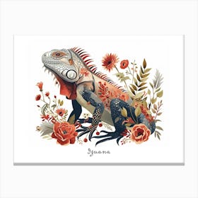Little Floral Iguana 4 Poster Canvas Print