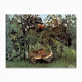 The Hungry Lion Throws Itself On The Antelope, Henri Rousseau Canvas Print