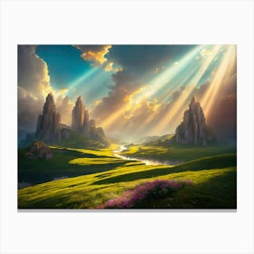 Mountain Valley Stream Canvas Print