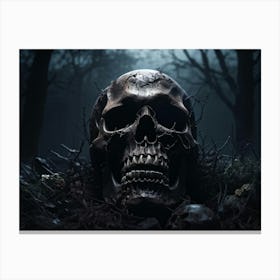 Skull In The Woods 2 Canvas Print