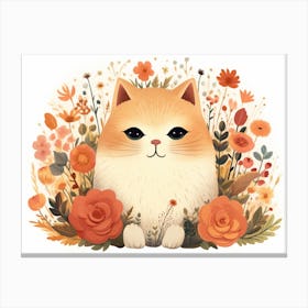Flowery Cat Canvas Print