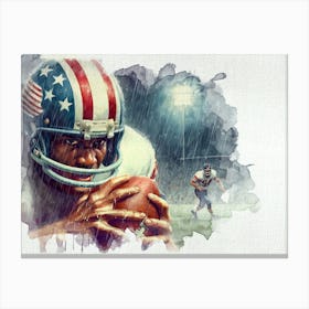 American Football Player Retro Portrait Watercolor Canvas Print