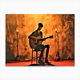 Acoustics On The Stage - Acoustic Guitar Player Canvas Print