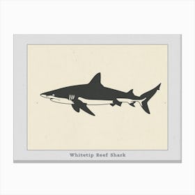 Whitetip Reef Shark Shark Silhouette 4 Poster Canvas Print
