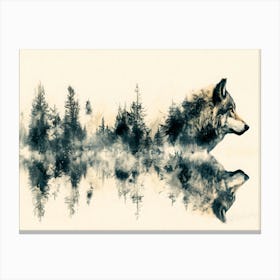 Timber Wolf - Wolf In Reflection Canvas Print