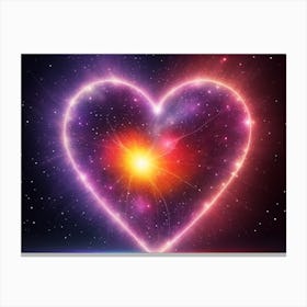 A Colorful Glowing Heart On A Dark Background Horizontal Composition 55 Canvas Print