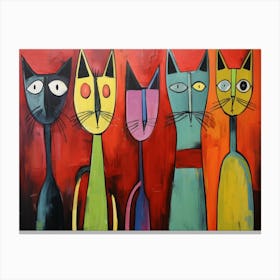 The Cats Acrylic Painting In The Style Of Chromat Canvas Print