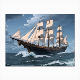 Ship Sailing In The Ocean Canvas Print