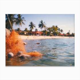 Fishing Net On The Beach Canvas Print