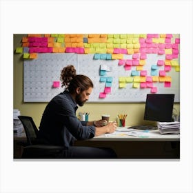 Calendar Brimming With Multicolored Post It Notes Varying Sizes Each Inscribed With Urgent Reminde (7) Canvas Print