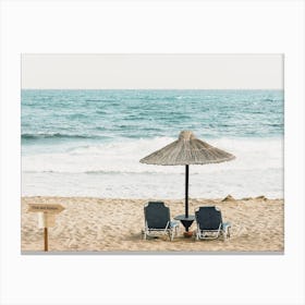 Mediterranean Sea Beach Chairs Canvas Print