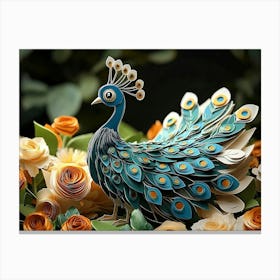 3d Carton Peacock Canvas Print