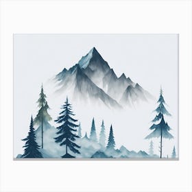 Mountain And Forest In Minimalist Watercolor Horizontal Composition 57 Canvas Print