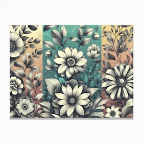 Floral Garden In Three Tone Abstract Poster1 Canvas Print