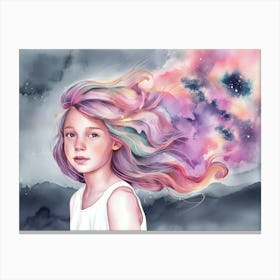 Girl With Colorful Hair Canvas Print