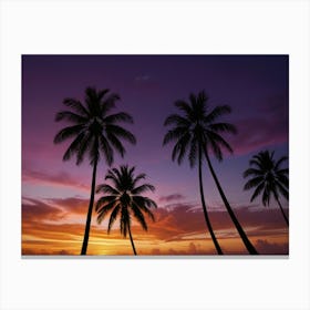 Sunset Palm Trees 9 Canvas Print