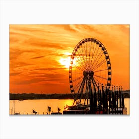 Sunset At The National Harbor Ferris Wheel Canvas Print