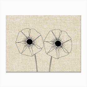 Linen Line Dots Anemones Canvas Print