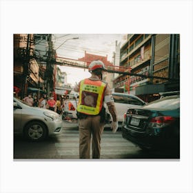 Bangkok Police Officer in Chinatown Canvas Print