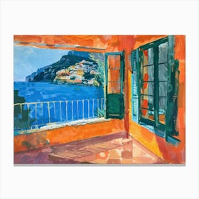 Positano From The Window View Painting 2 Canvas Print