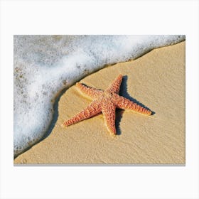 Orange Starfish On Beach Canvas Print