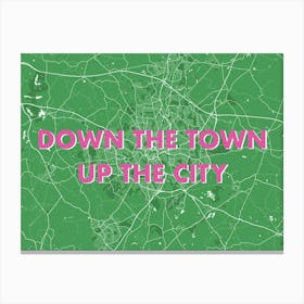 Down The Town Up The City Coventry Green Map Canvas Print