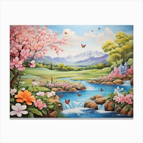 Blossoms And Butterflies Canvas Print