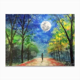 Moonlight In The Park Canvas Print