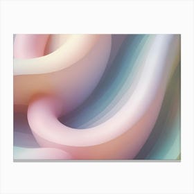 Abstract Background With Smooth, Flowing 3d Shapes In Pastel Pink, Blue, And Green, Creating A Sense Of Depth And Movement Canvas Print