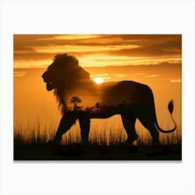 A Lion In Double Exposure Of The Savanne Silhouett 80saflt6s4chzyvtbcjccq Rmfvxmijr2elqlhlnlu2kg Upscaled Canvas Print