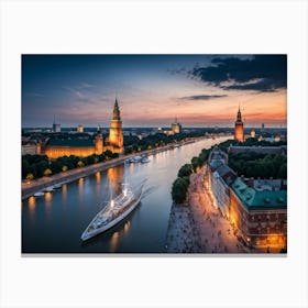 Sunset In Stockholm Canvas Print