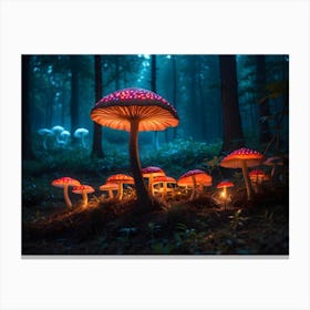 Magical gloving Mushroom Forest Canvas Print