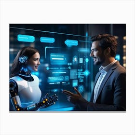 Ai Chatbot Interface Displaying A Conversation Between A Tech Developer And Client Featuring Promin (3) Canvas Print