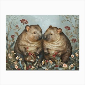 Floral Animal Illustration Wombat 3 Canvas Print