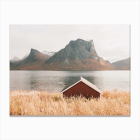 Cabin Along Fjord Canvas Print