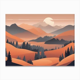 Misty mountains horizontal background in orange tone 168 Canvas Print
